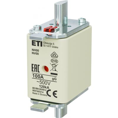 Wkładka topikowa NH zwłoczna KOMBI NH00 gG 100A 500V 004182214 ETI (004182214)